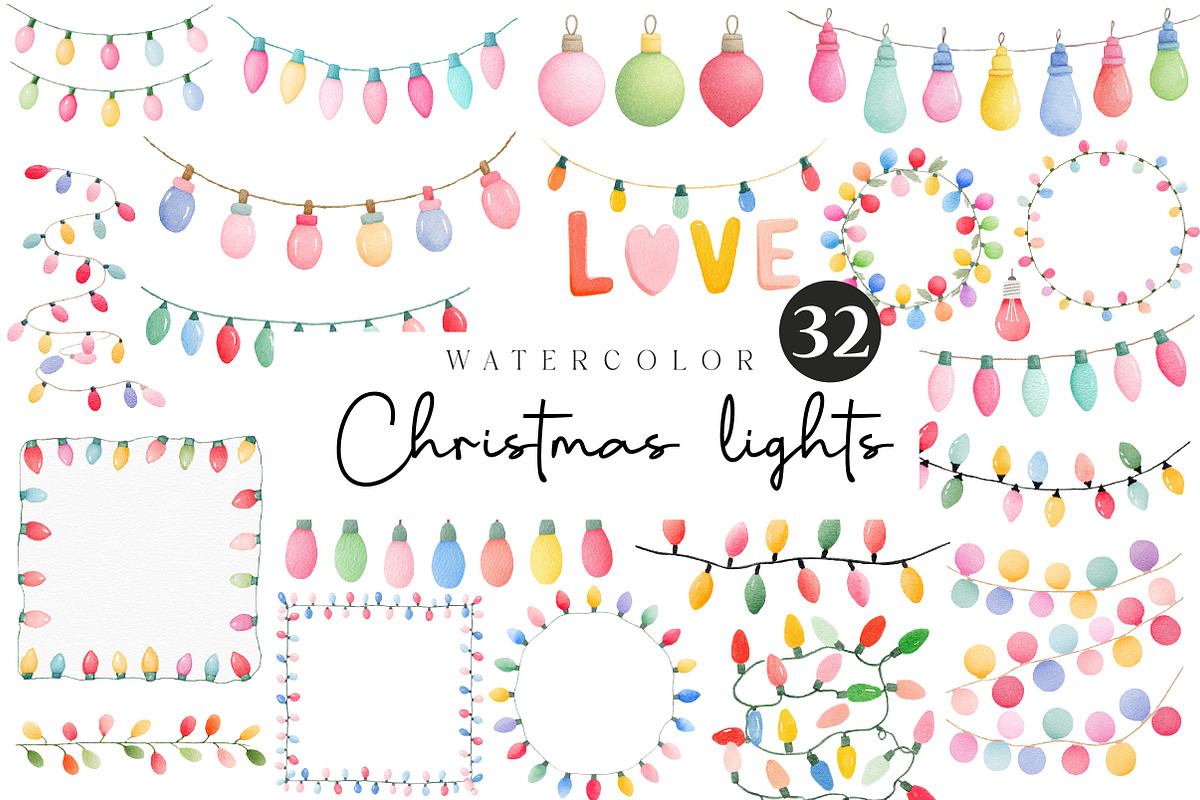 Christmas lights clipart, an Illustration by CreationArt (Photo 1 of 5)