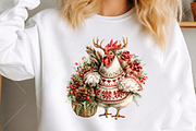 Whimsical Christmas Chicken Clipart, a Seasonal Illustration by Canvas Craft (Thumbnail 5 of 10)