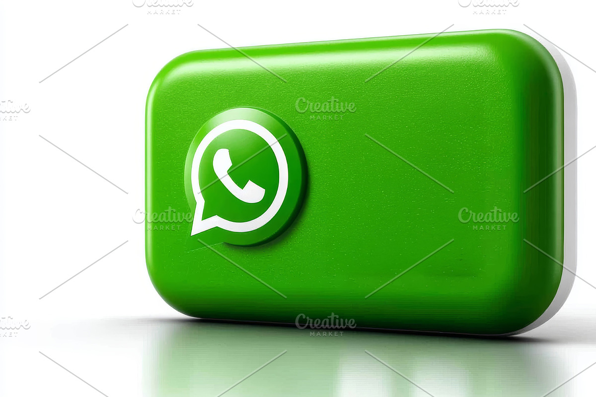 Green WhatsApp style button with logo for messaging app branding and communicat, an Illustration by AS photostudio