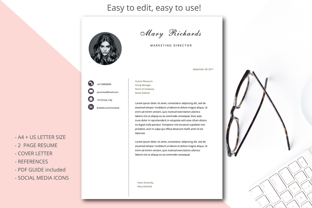 Resume template Simple style, a Resume Template by Annakristal (Photo 3 of 5)