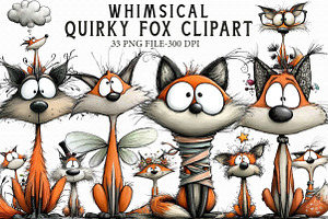 Whimsical Quirky Fox Clipart, an Illustration by Libby Wishes