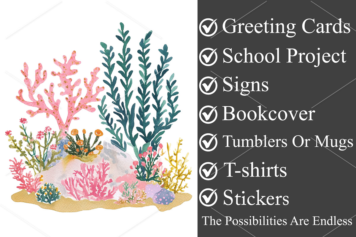 Watercolor Tropical Reef Clipart PNG, a Seasonal Illustration by Canvas Craft (Photo 3 of 7)