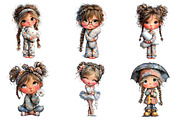 Cute Little Girl Clipart with Braids, an Illustration by DreamArtGraphic (Thumbnail 4 of 4)