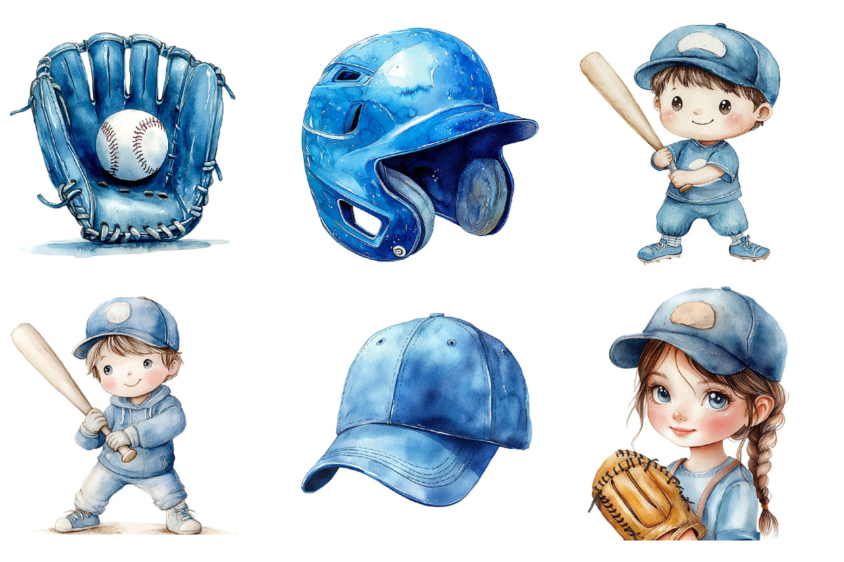 Baseball Kids Clipart PNG, an Illustration by SinaCreation (Photo 3 of 5)