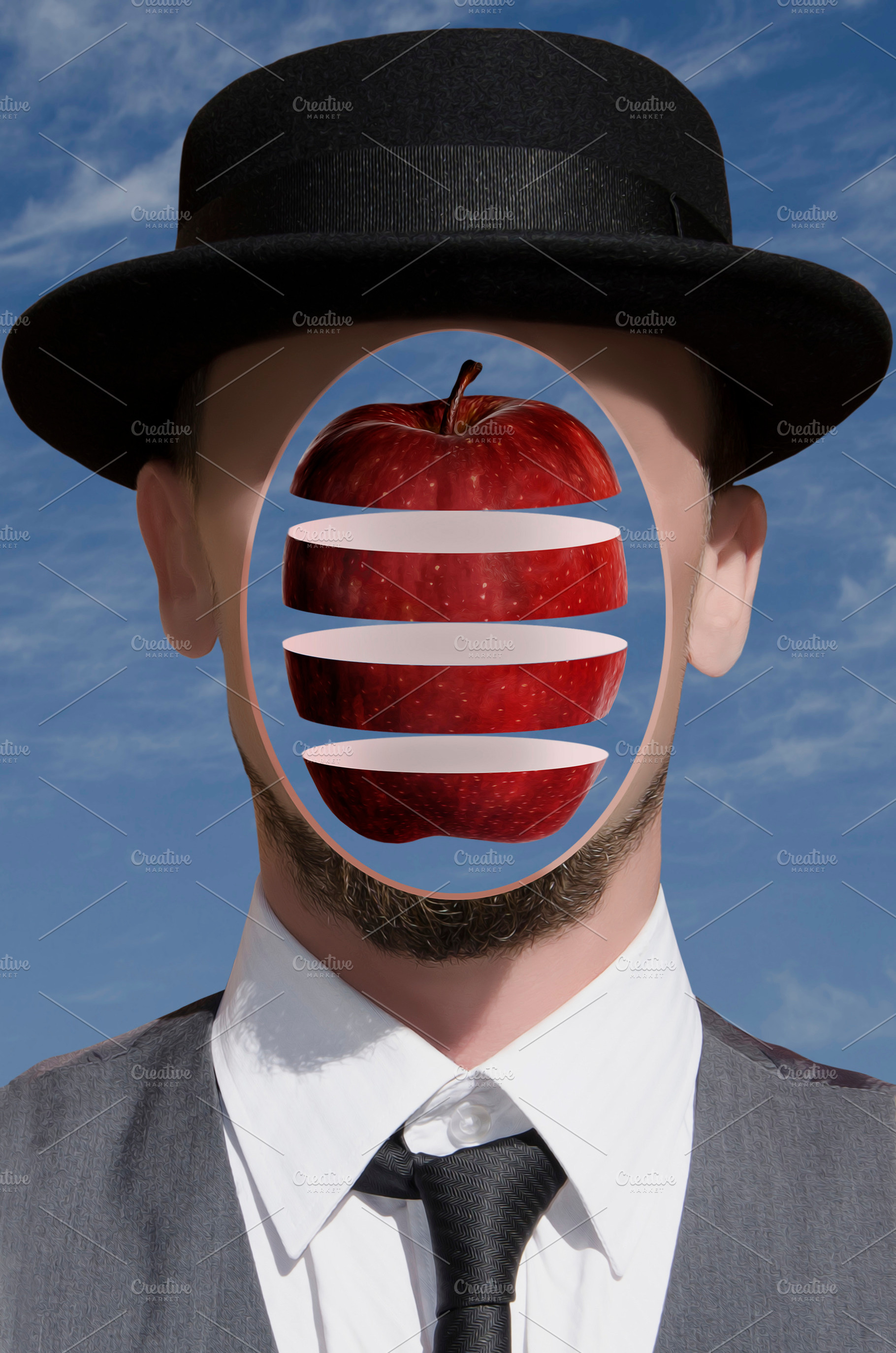 Surreal portrait of man containing beard, bearded, and illustration, an Abstract Photo by Psychopicture