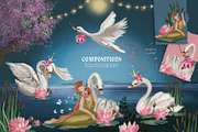 Enchanted Swan Lake, an Animal Illustration by Anna Babich (Thumbnail 3 of 8)