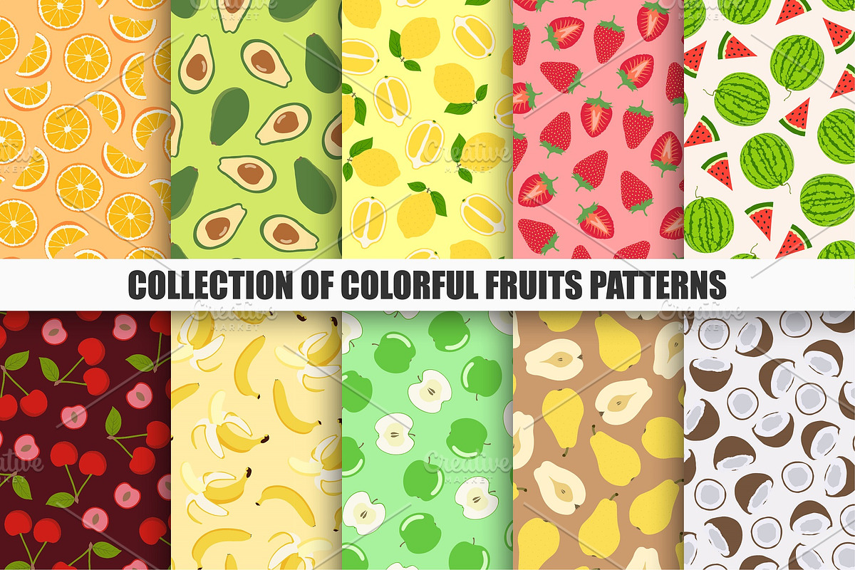 Color bright seamless fruit patterns, a Pattern Graphic by ExpressShop (Photo 1 of 7)