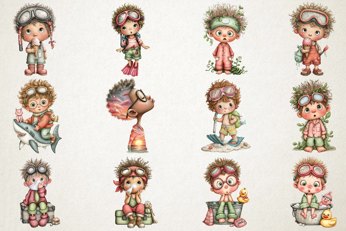 Whimsical Boy Snorkel Summer Clipart, an Illustration by RobertsArt (Photo 4 of 5)