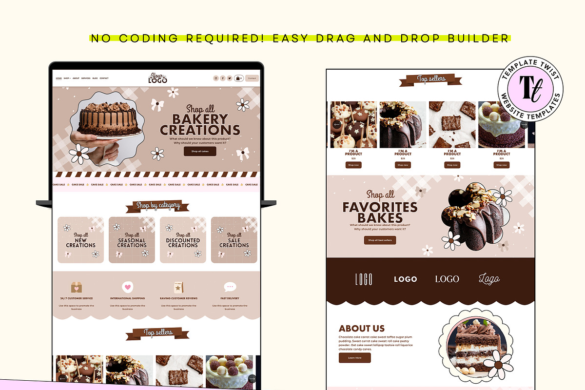 Cake Website Template, a Templates & Theme by Template Twist Shop (Photo 8 of 10)