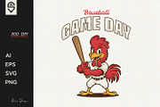 Baseball Game Day – Funny Rooster, a Sport Illustration by shaondesigns (Thumbnail 1 of 4)
