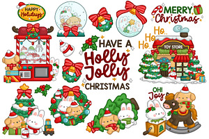 Animals Character Christmas Clipart, an Animal Illustration by Inkley Studio