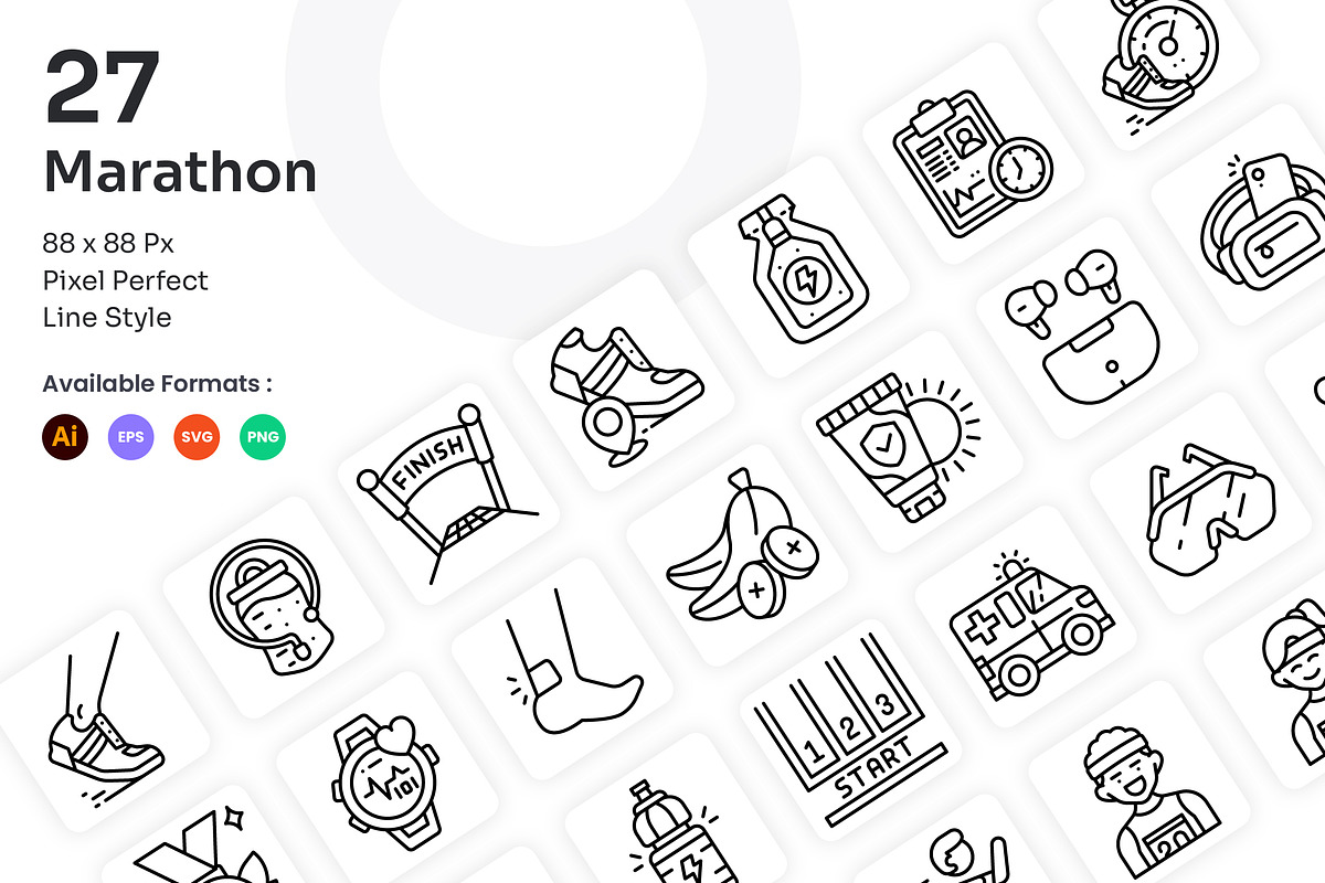 Marathon Icons Set - Line, an Outline Icon by Kmg Design (Photo 1 of 2)
