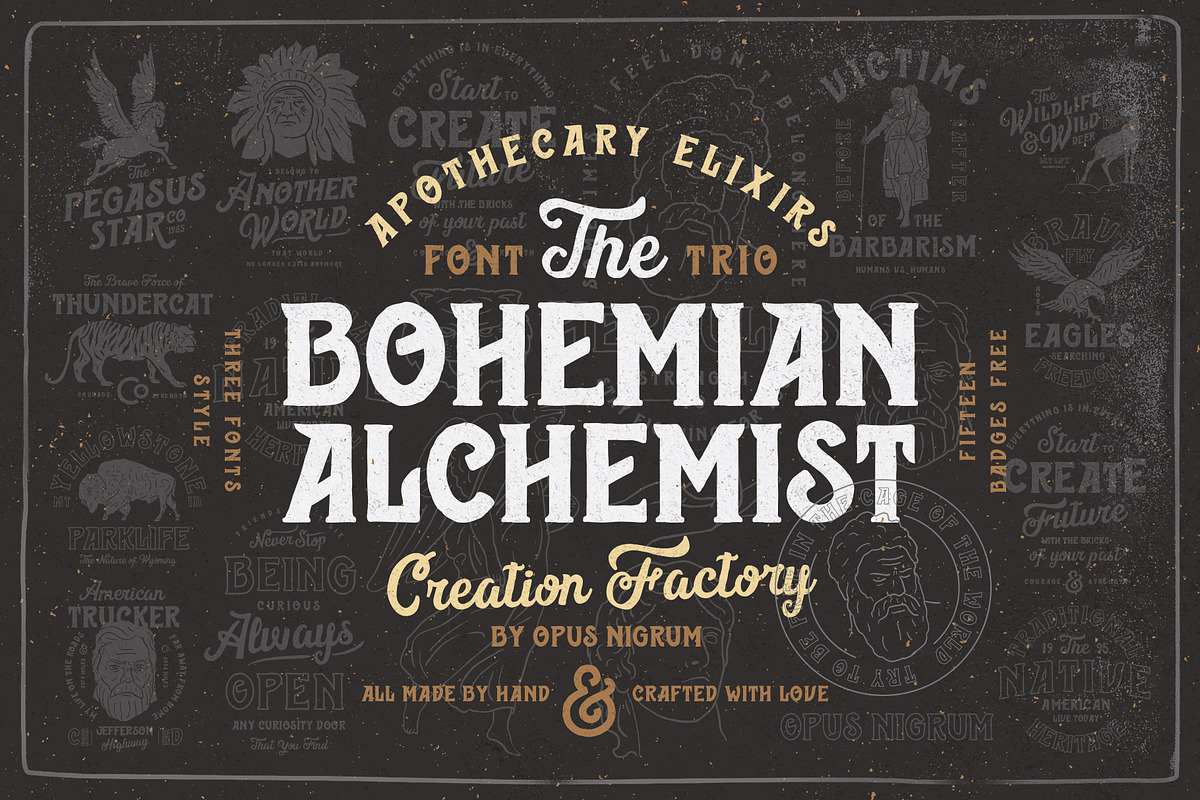 Bohemian Alchemist 5 Font + 15 Badge, a Script Font by Opus Nigrum (Photo 16 of 17)