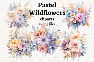 Pastel Wildflowers Bouquet PNG