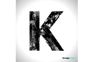 Grunge Vector Letter K. Black Font