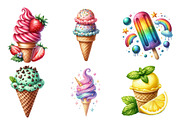 Ice Cream Watercolor Clipart, an Illustration by SinaCreation (Thumbnail 4 of 5)