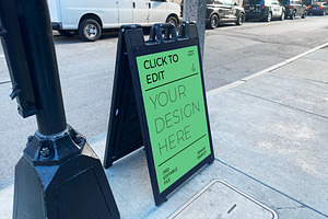 Sidewalk Street Sign Mockup