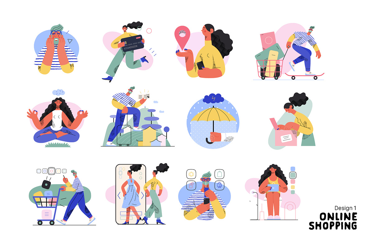 Online Shopping vector illustrations, a Templates & Theme by Grivina's shop (Photo 3 of 26)