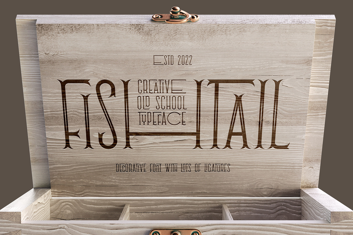 Fishtail font and mockup, a Serif Font by Gleb Guralnyk (Photo 1 of 6)