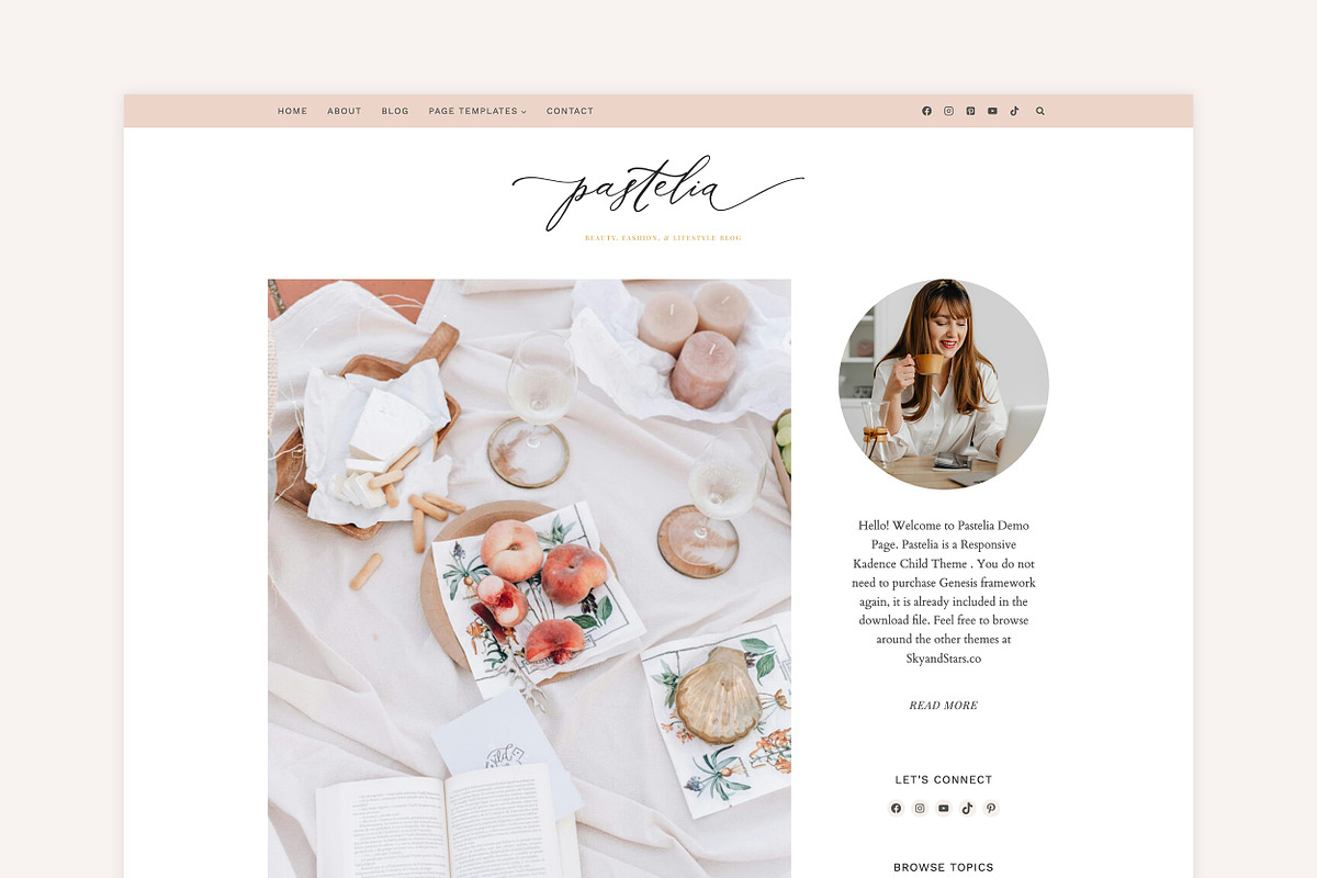Pastelia Blog Kadence Child Theme, a WordPress Template by Sky and Stars (Photo 1 of 5)