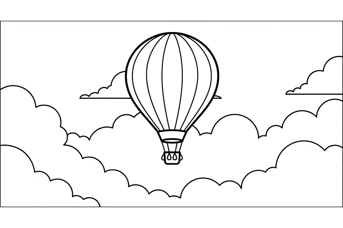 Hot Air Balloon Cloud Line Art bundl, an Illustration by Designer_Momina (Photo 24 of 51)