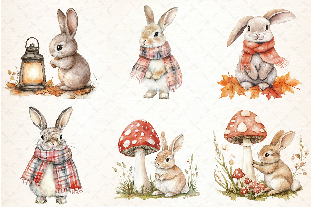 Cute Autumn Bunny Sublimation Clipar, an Illustration by DreamCafeArt (Photo 2 of 9)