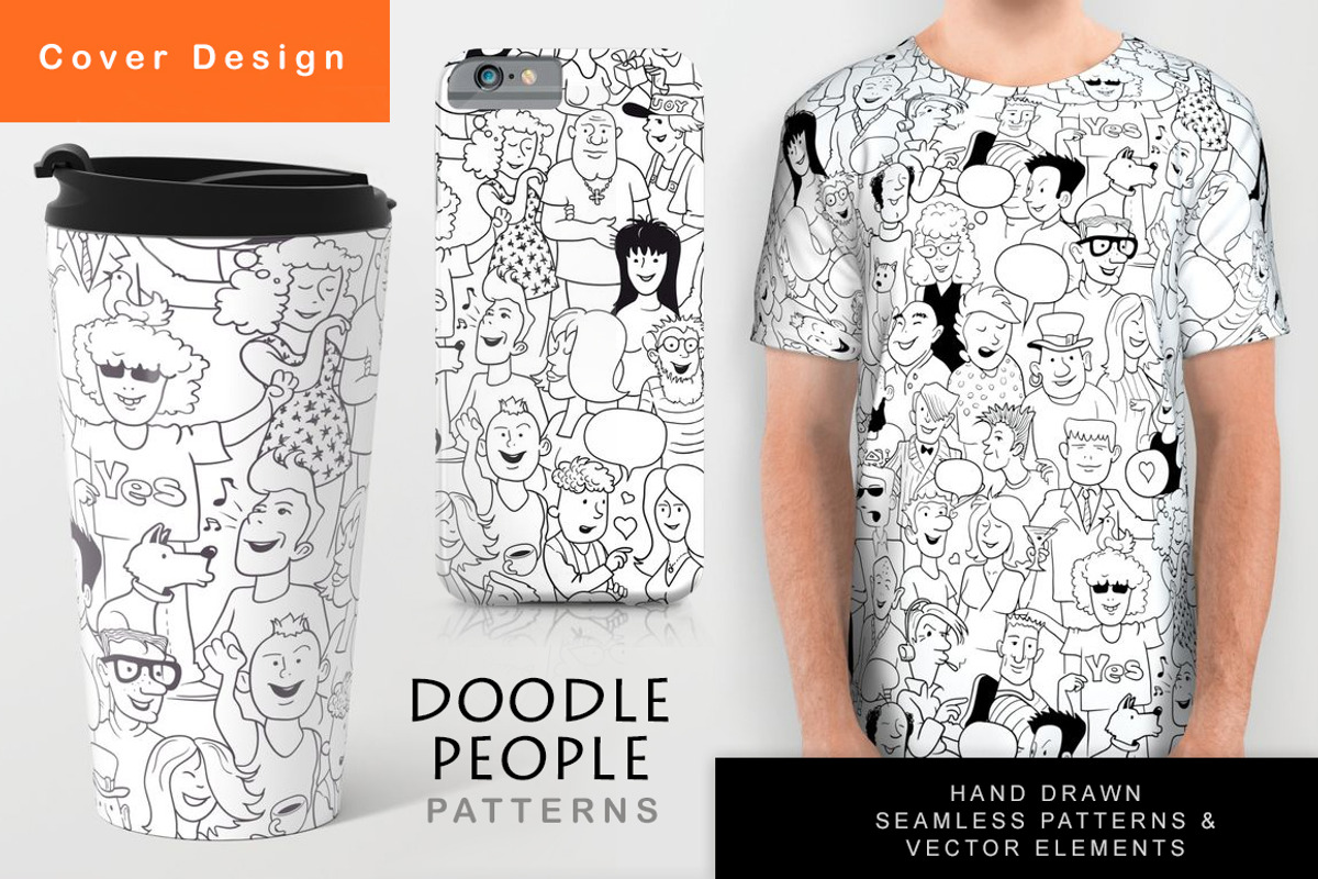 Doodle People Pattern Set, a Pattern Graphic by Savgraf (Photo 2 of 6)