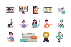 Online Learning Illustration Set, a Templates & Theme by studiogstock
