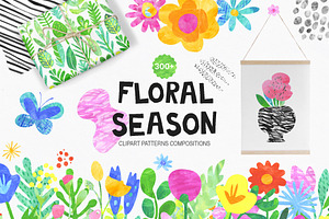 Floral Season Collage Illustrations
