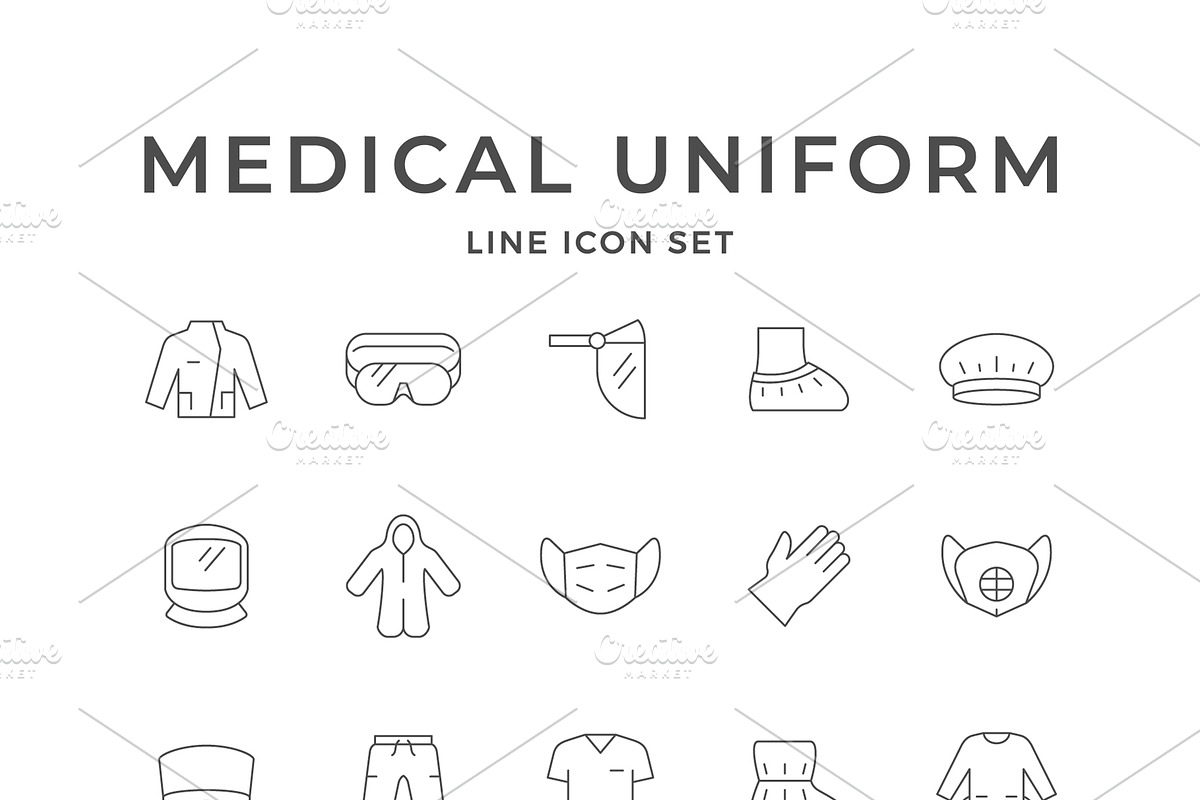 Set line icons of medical uniform, an Outline Icon by motorama (Photo 1 of 2)