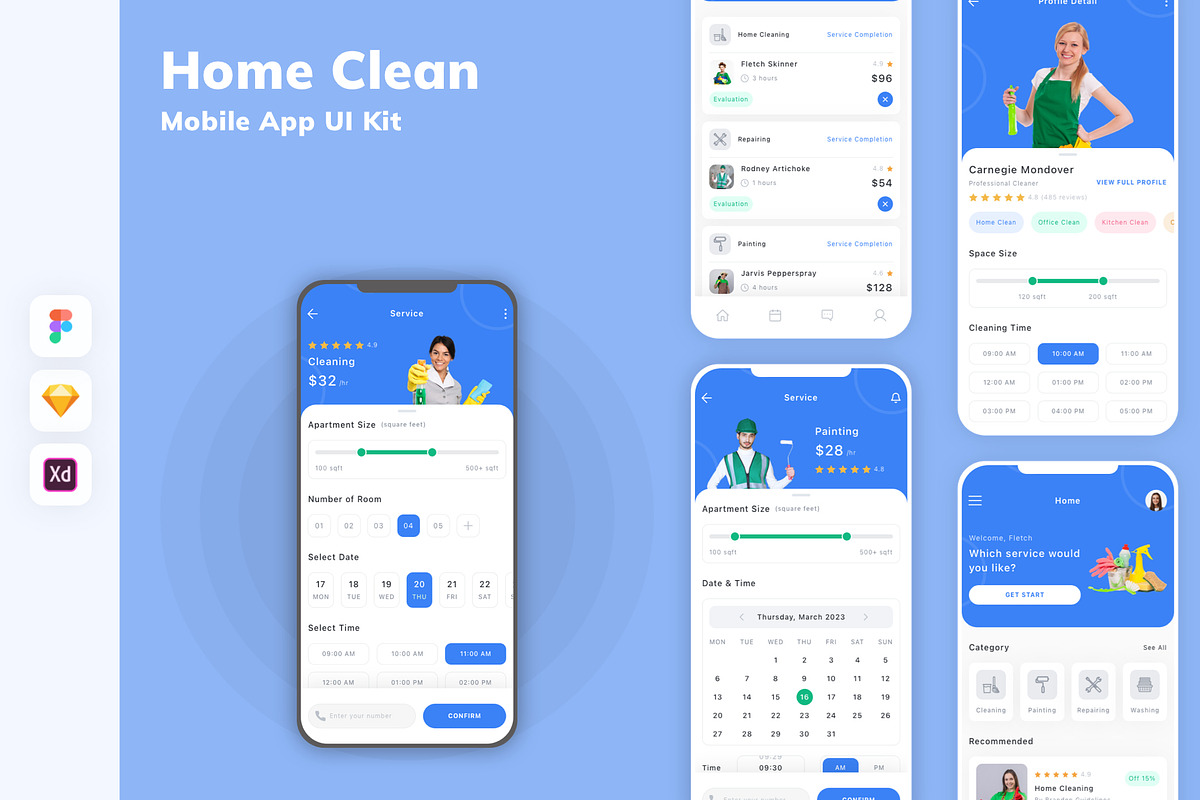 Home Clean Mobile App UI Kit, an UI Kit Template by uicube