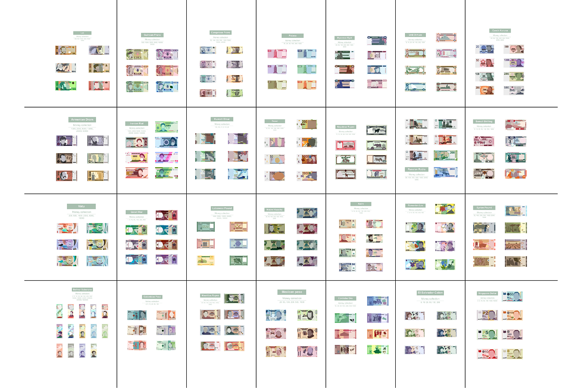Banknotes of 151 Countries, a Finance Illustration by Zhuna (Photo 3 of 7)