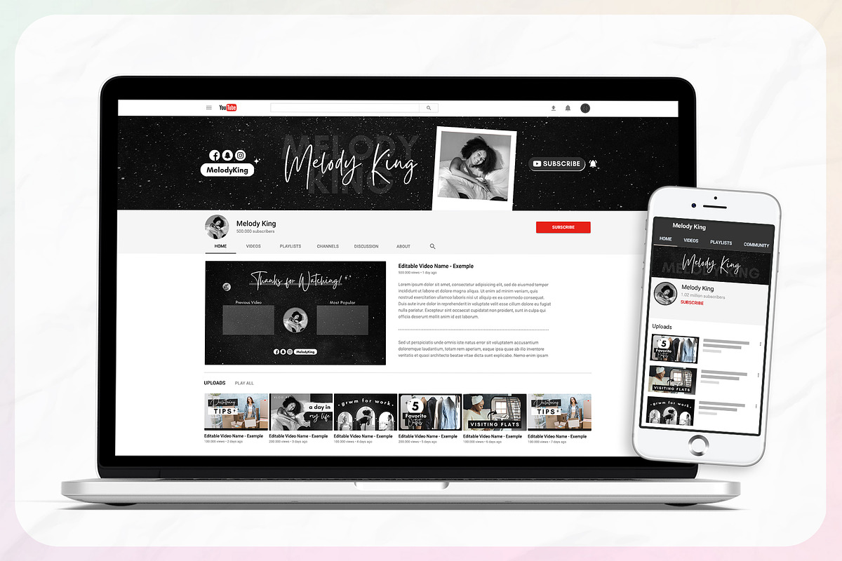 YouTube Channel Branding Kit | Canva, a Social Media Template by OniriqveDesigns (Photo 3 of 10)