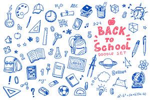 Back to school doodle vector set