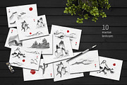 Sumi-e. Japanese ink painting, a Decorative Illustration by Ira Cvetnaya (Thumbnail 4 of 9)