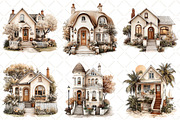 Watercolor Houses Clipart, an Illustration by Black Bird Studio (Thumbnail 4 of 5)