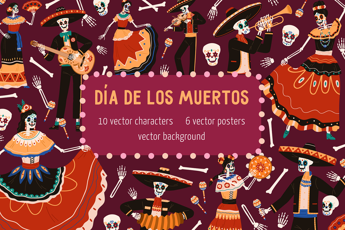 Day of the Dead characters & decor, a Person Illustration by Good Studio (Photo 1 of 8)