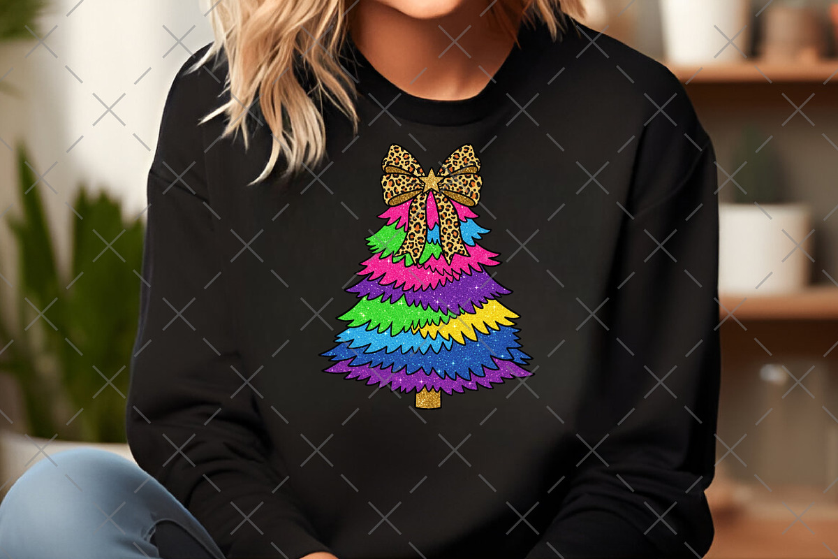 Rainbow Glitter Christmas Tree PNG, an Illustration by Craft Nest (Photo 4 of 6)