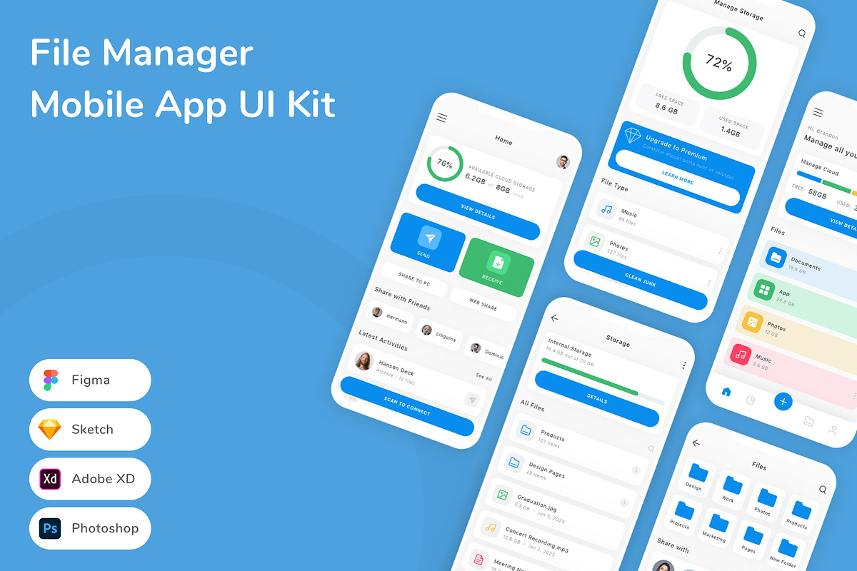 File Manager Mobile App UI Kit, an UI Kit Template by Betush
