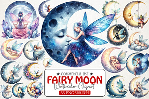 Fairy Moon Clipart, an Illustration by RobertsArt