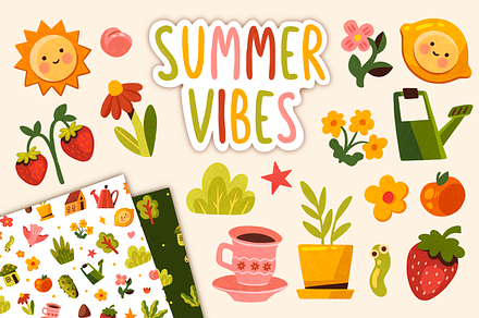 Cute Summer Clipart - Kids Set