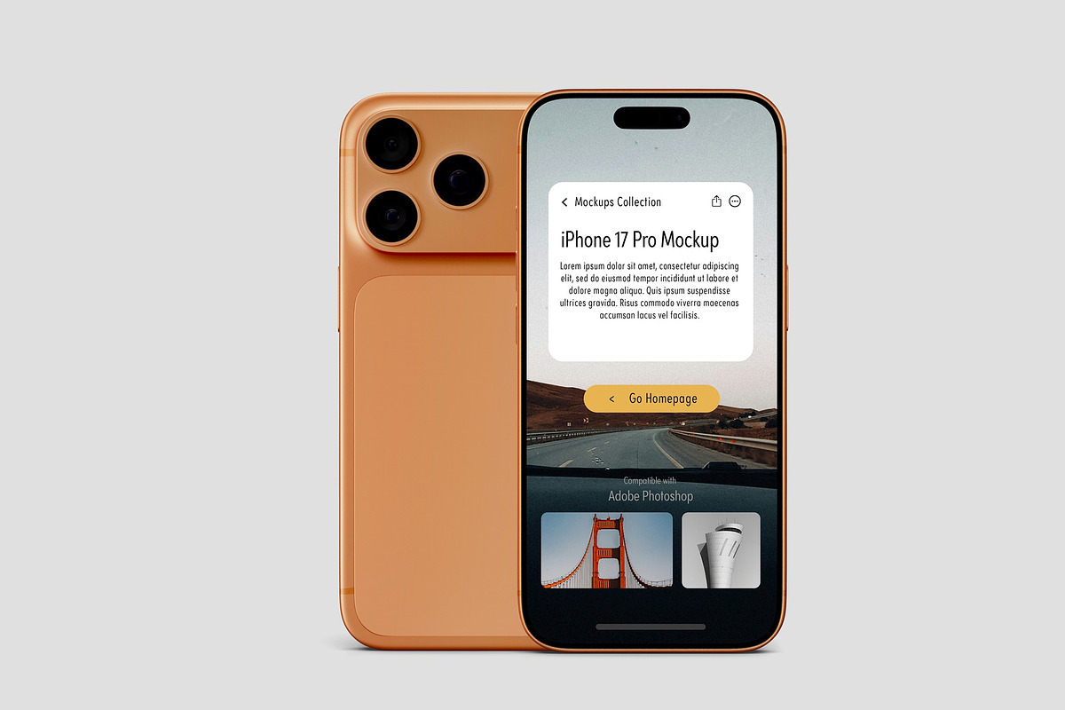 iPhone 17 Pro Mockups, an iPhone Mockup by Tahtagraphic (Photo 7 of 14)