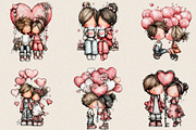 Whimsical Valentine Couple Clipart B, an Illustration by SVGArt (Thumbnail 6 of 8)