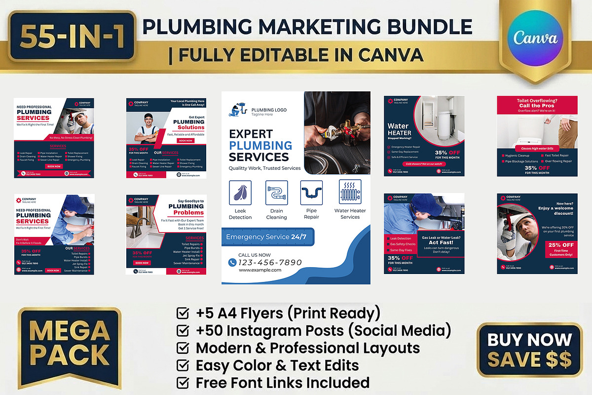 Plumbing - Handyman - Canva - Posts, a Flyer Template by Mohammad Sarfaraz (Photo 1 of 4)