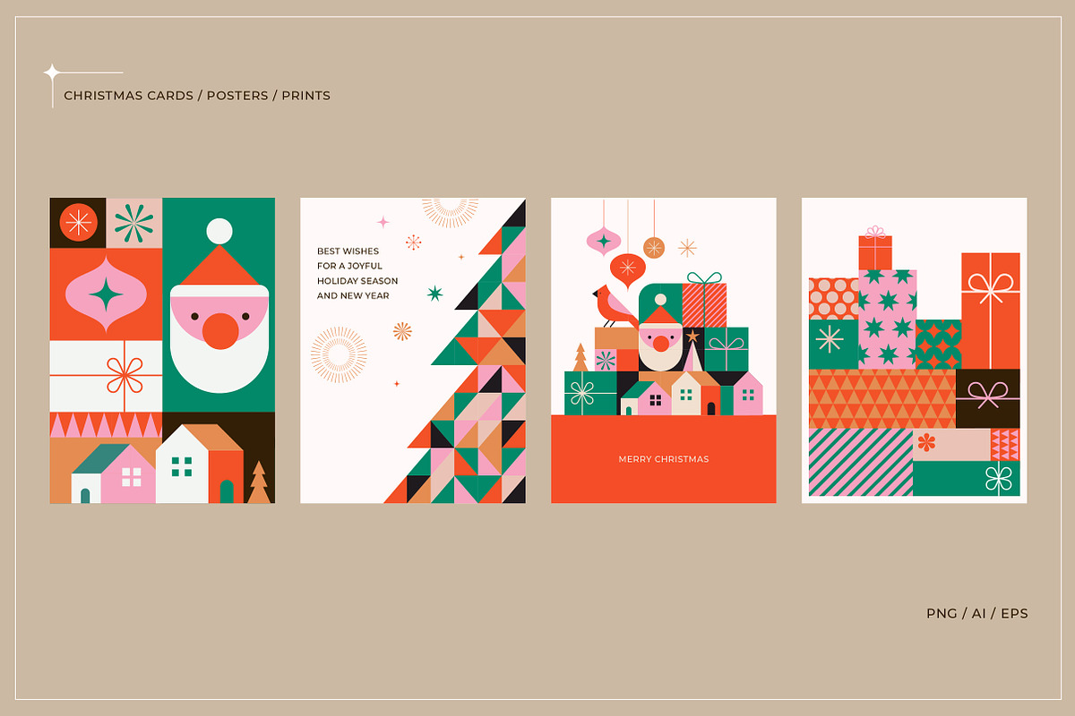 Geometric Modern Christmas, a Seasonal Illustration by Marish (Photo 3 of 9)