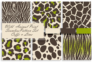 Wild Animal Prints Set Coffe & Lime