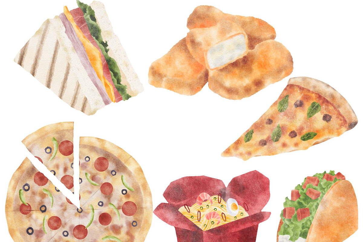 Watercolor Fast Food Clipart, a Food Illustration by ArtbyHien (Photo 4 of 5)