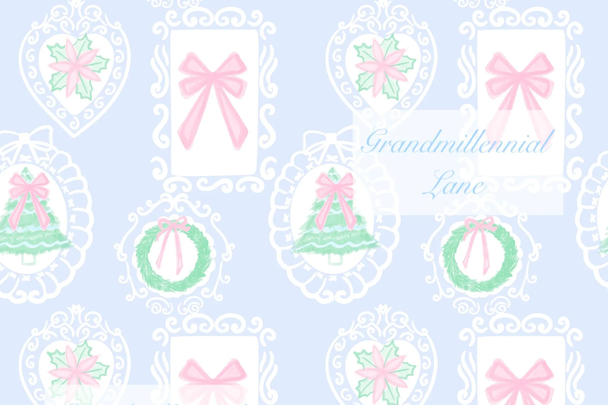 Pastel Grandmillennial Christmas, a Pattern Graphic by Grandmillennial Lane