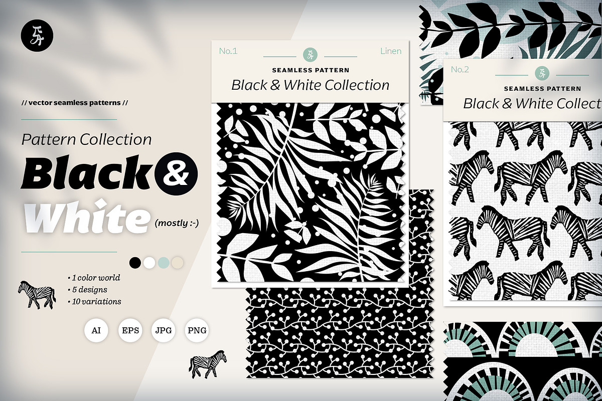 Black & White Pattern Collection, a Pattern Graphic by Pia Kolle (Photo 1 of 8)