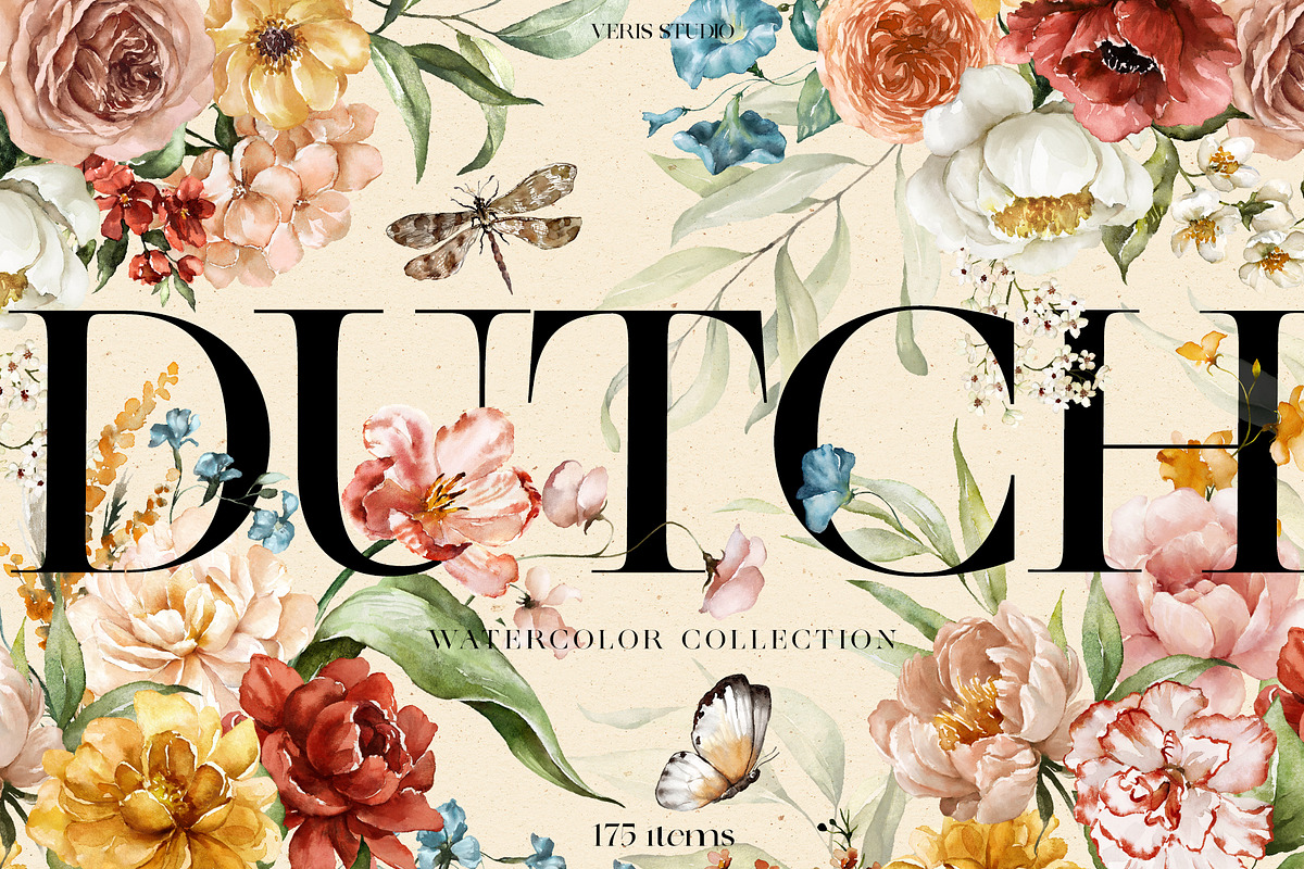 Dutch - Watercolor Floral Alphabet, a Decorative Illustration by Veris Studio (Photo 1 of 15)